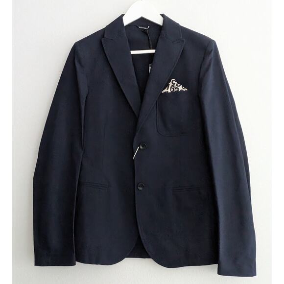 NWT Daniele Alessandrini Italian Navy Blue Textured Blazer IT 46 US 36 Jacket - Picture 1 of 7